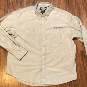 Harley Davidson mens 3XL XXXL light gray button up motorcycle shirt